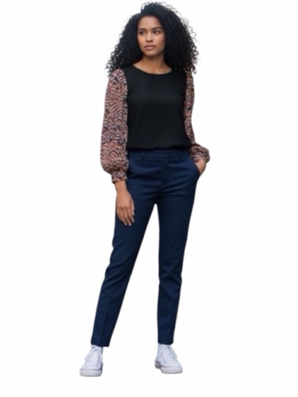 THML Abstract Puff Sleeve Blouse